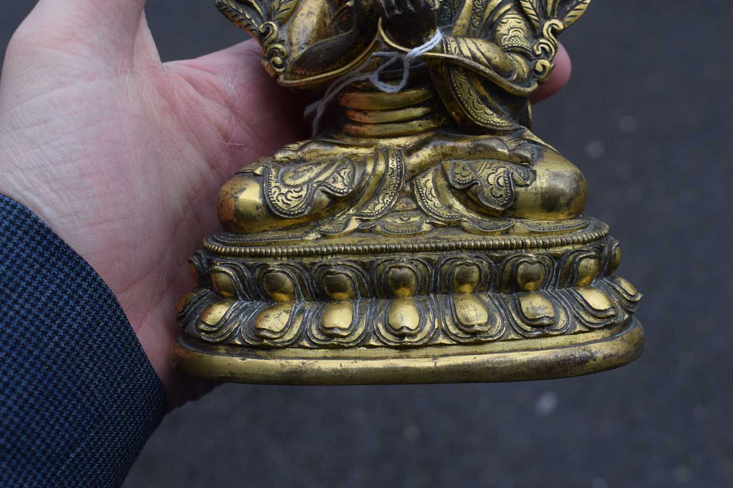 A 19th century Tibetan gilt bronze figure modelled as Tsongkhapa, h. 18 cmSome tarnishing. Base - Image 7 of 28