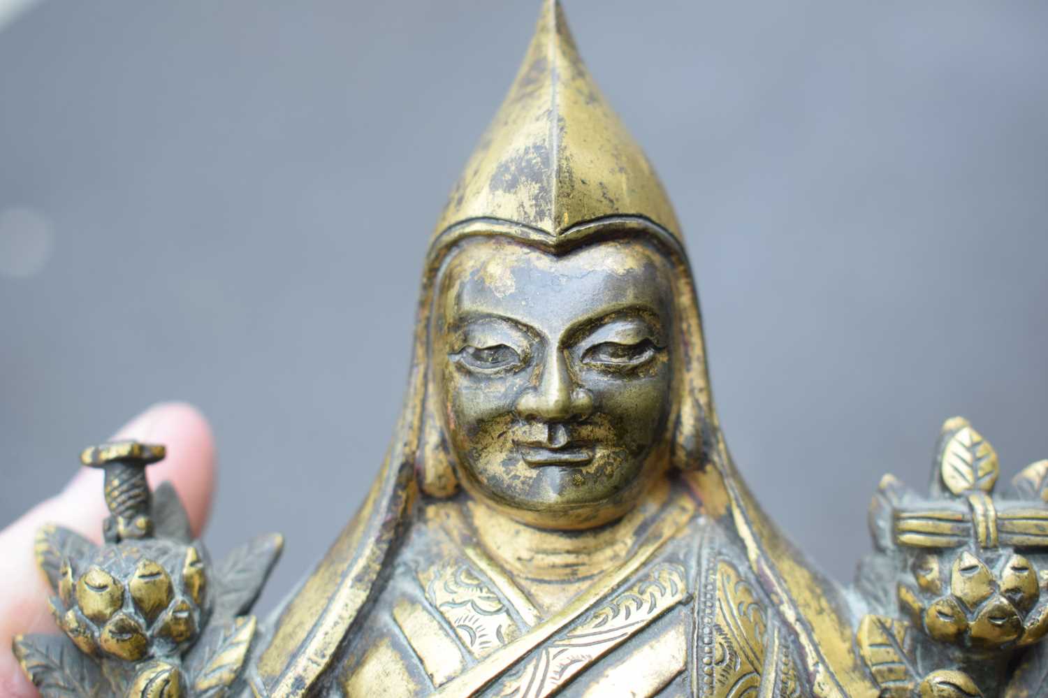 A 19th century Tibetan gilt bronze figure modelled as Tsongkhapa, h. 18 cmSome tarnishing. Base - Image 21 of 28