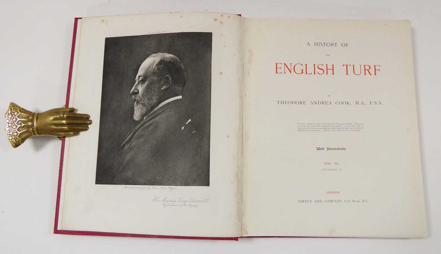 Theodore Cook : History of the English Turf, 1901. Vols. I - III. ( in 6 ) Qto. Hb. Red cloth. - Image 4 of 6