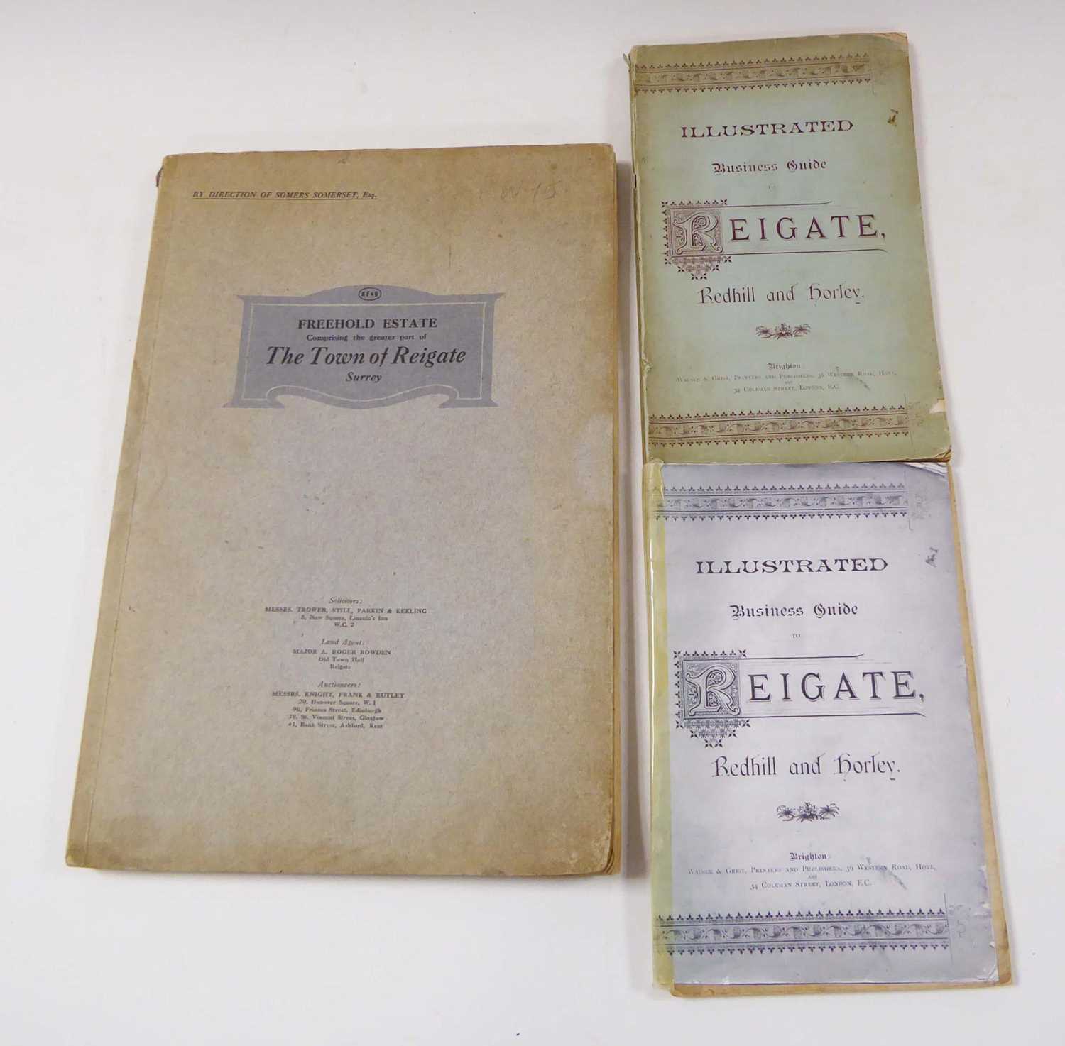 Sale catalogue of ' Freehold Estate of the Greater part of the town of Reigate ' including Key