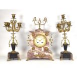 A late 19th century French mantle clock, the Medaille d'Argent movement striking on a bell, within a