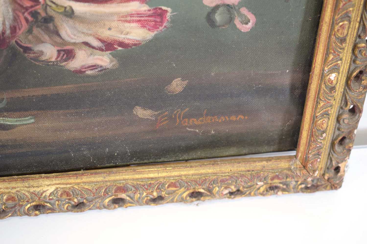 E.. Vandenman,Still life, vase of flowers,signed,oil on canvas,60.5 x 50.5cmLoose from frame. In - Image 2 of 4