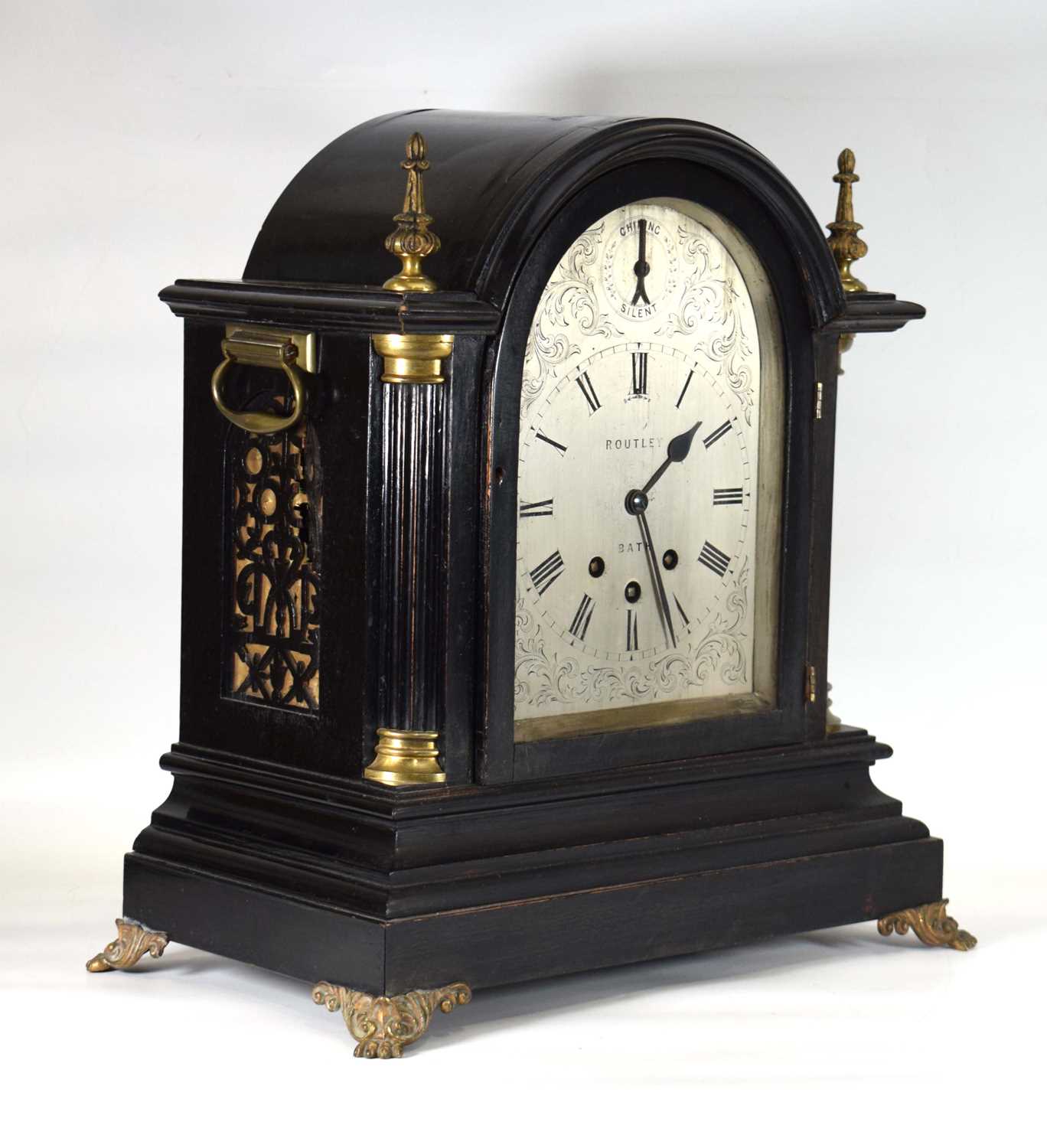 Edwin Routley of Bath, a mid-Victorian bracket clock, the movement chiming on eight concentric bells