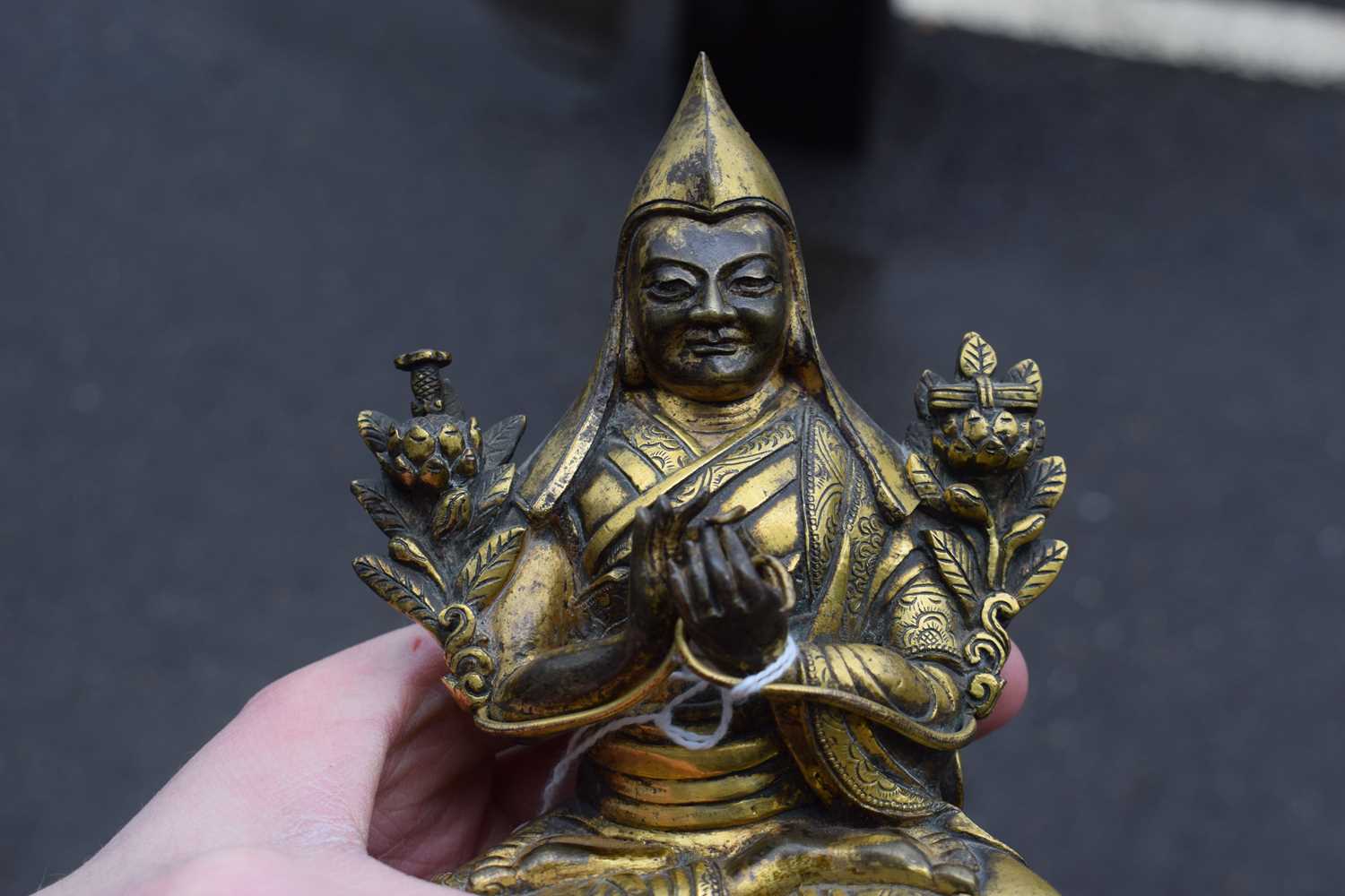 A 19th century Tibetan gilt bronze figure modelled as Tsongkhapa, h. 18 cmSome tarnishing. Base - Image 6 of 28