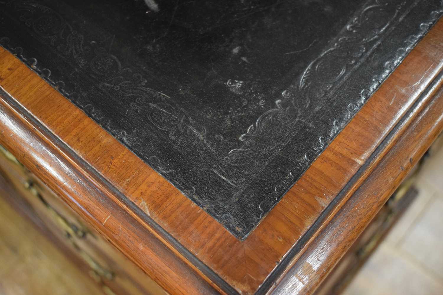 A late 19th/early 20th century mahogany partner's desk, the green tooled leather surface over a - Image 13 of 22