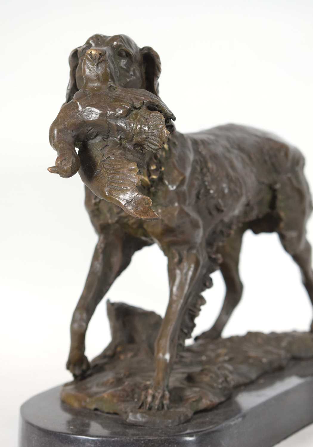 After Antoine Louis Barye (French, 1795-1875), a bronze figure modelled as a red setter clutching - Image 4 of 6
