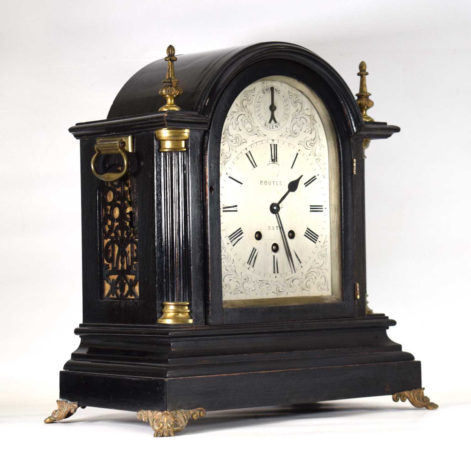 Edwin Routley of Bath, a mid-Victorian bracket clock, the movement chiming on eight concentric bells - Image 4 of 10