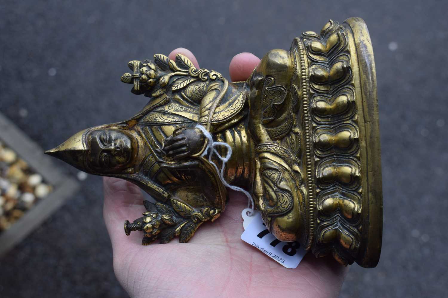 A 19th century Tibetan gilt bronze figure modelled as Tsongkhapa, h. 18 cmSome tarnishing. Base - Image 8 of 28