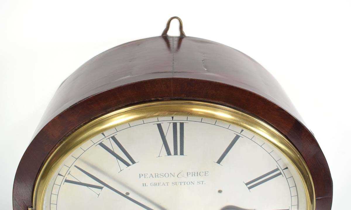 A mid-19th century 'drum' wall clock, the single train fusee movement within a mahogany case, the - Image 3 of 23