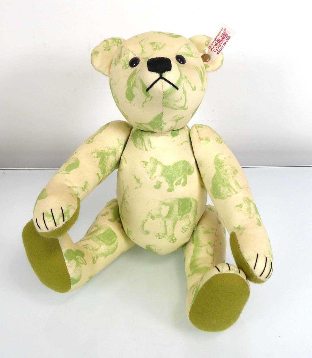 A limited edition fully jointed Steiff bear in pale green printed fabric, boxed - Image 2 of 2