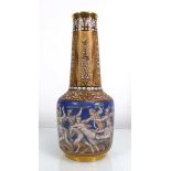 A Limoges bottle vase of mallet form decorated with a scene from 'The Rape of the Sabine Women',