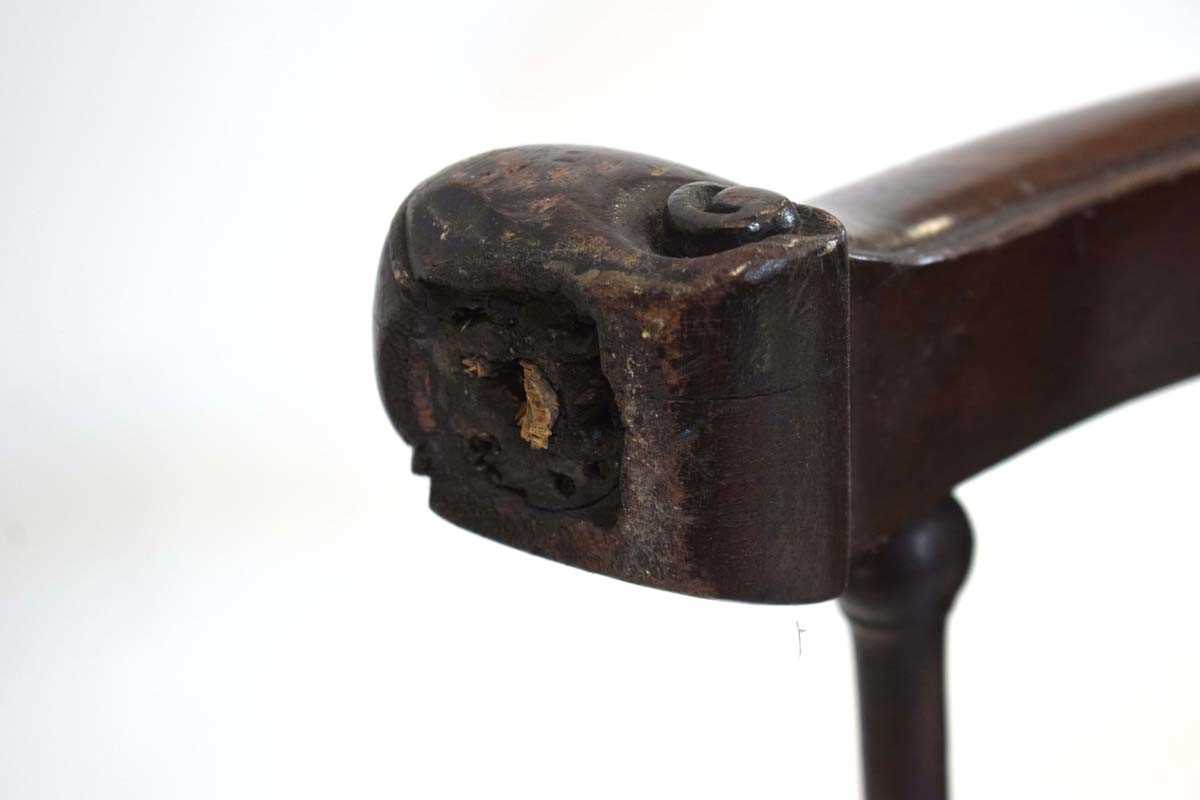 A 19th century mahogany and brown leather club armchair on a carved X-frame bearing a mask of a - Image 16 of 17