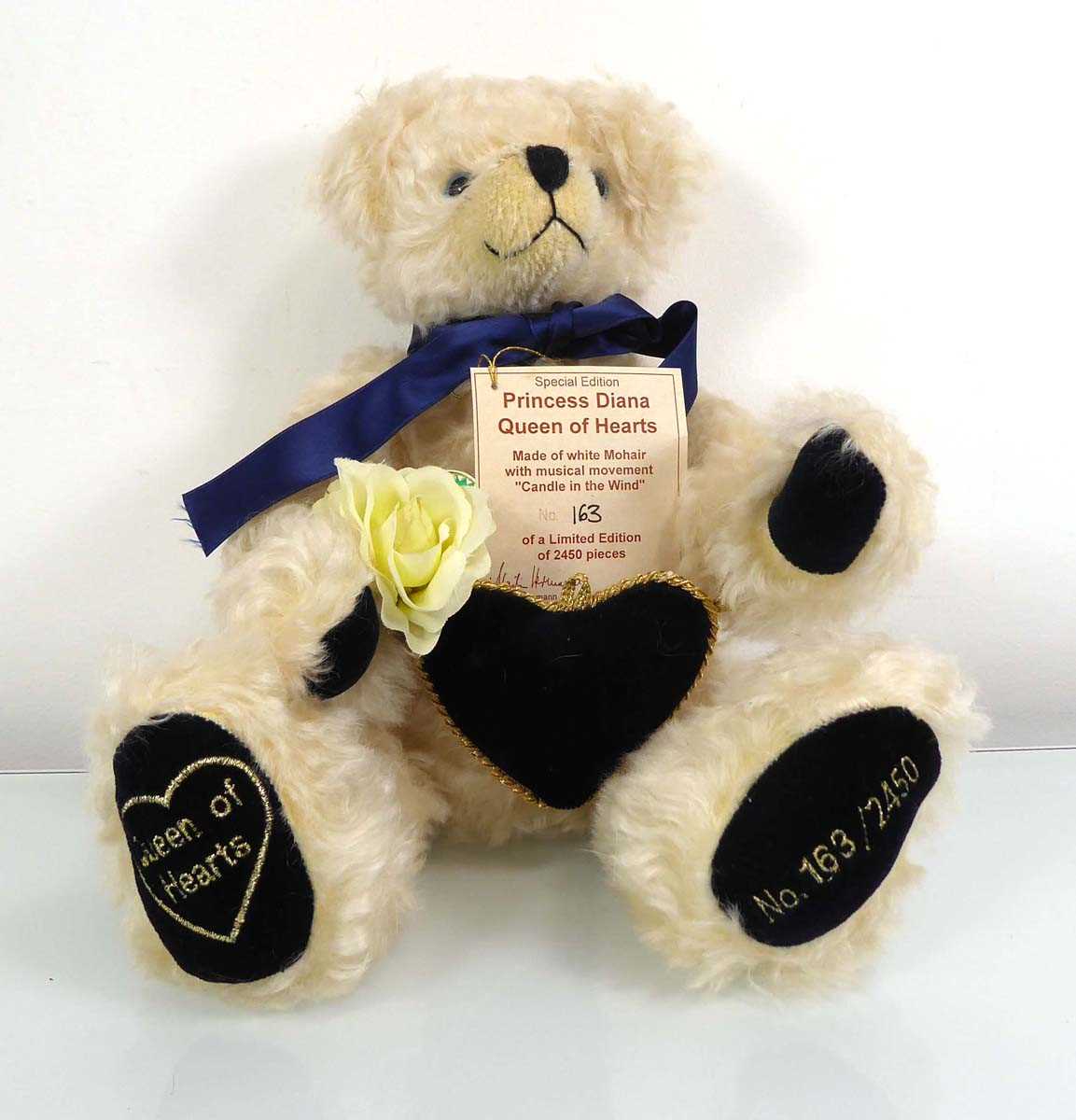 A limited edition fully jointed Hermann 'Princess Diana Queen of Hearts' bear