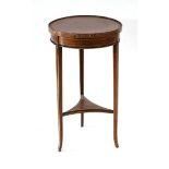 An Edwardian rosewood and bone inlaid circular occasional table, d. 39 cm