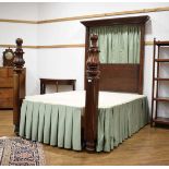 A Victorian and later mahogany and beech tester bed with a modern fire-resistant mattress, h. 192