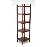 A late 19th century mahogany five-tier what-not stand surmounted by acorn finials, h. 150 cm