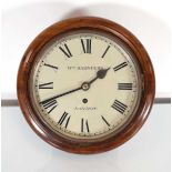 William Saunders of London, a single fusee wall clock in a circular mahogany case, the movement