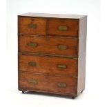 A mahogany and brass mounted Victorian campaign chest converted into a two-door cupboard, w. 76