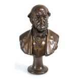 Albert Toft (1862-1949), a bronze bust modelled as William Gladstone on a bronze pedestal base,