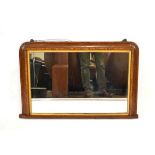 A Victorian walnut, crossbanded and marquetry overmantel mirror, 59 x 89 cm
