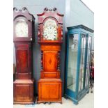 A late 18th/early 19th century longcase clock, the Birmingham movement with painted spandrels