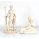 Albert de Vine, a resin figure modelled as the Red Baron, h. 30 cm, together with a girl on a