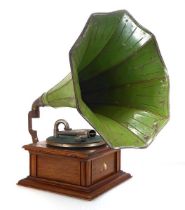 For Restoration: a HMV Intermediate Monarch gramophone with an American 'Exhibition' arm and a green