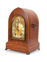 A German bracket clock, the Winterhalder & Hofmeier movement on two gongs, within a mahogany and