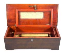A late 19th century Swiss cylinder music box, playing on six airs, 'Etouffoirs En Acier Soit A