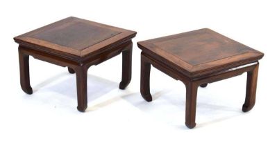 A pair of Chinese Export hardwood occasional tables of square form, 40 x 40 cm, h. 28 cm (2)