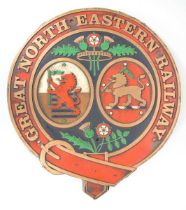 A Great North Eastern Railway polychrome sign, di. 50 cm