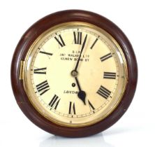 An early 20th century wall clock, the single fusee movement stamped '6472 London', the painted