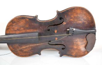 A 19th century German violin with a single part back, bearing a paper label for 'Antonius &