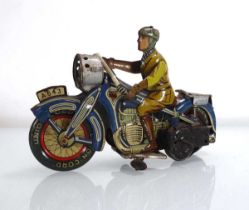 An Arnold tinplate motorcycle, l. 19 cm Playworn