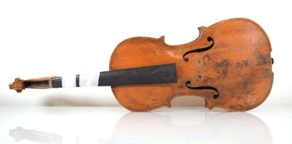 A 19th century violin, presumably English, bearing a paper label for 'James Charlton maker 1891' (