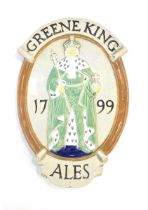 A Greene King 'Ales' ceramic wall plaque, 60 x 38 cm *Originally designed in 1933 by George Kruger