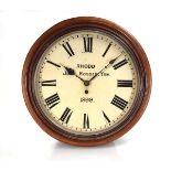 A late 19th century wall clock, the painted face with Roman numerals and signed 'Rhodd [gift] John