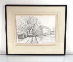 Stanley Orchart (1920-2005), Duckmill Crescent, Bedford, signed, pencil drawing, 25 x 35 cm Framed
