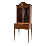 A 19th century mahogany, satinwood, crossbanded and marquetry bookcase on stand by Edwards & Roberts