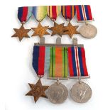 +VAT Two Second World War medal groups, unnamed, including 1939-1945 Star, War & Defence together