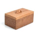 A modern 'Mouseman' carved oak box, 18.5 x 11 x 9 cm The lid and base appear to match, but they do