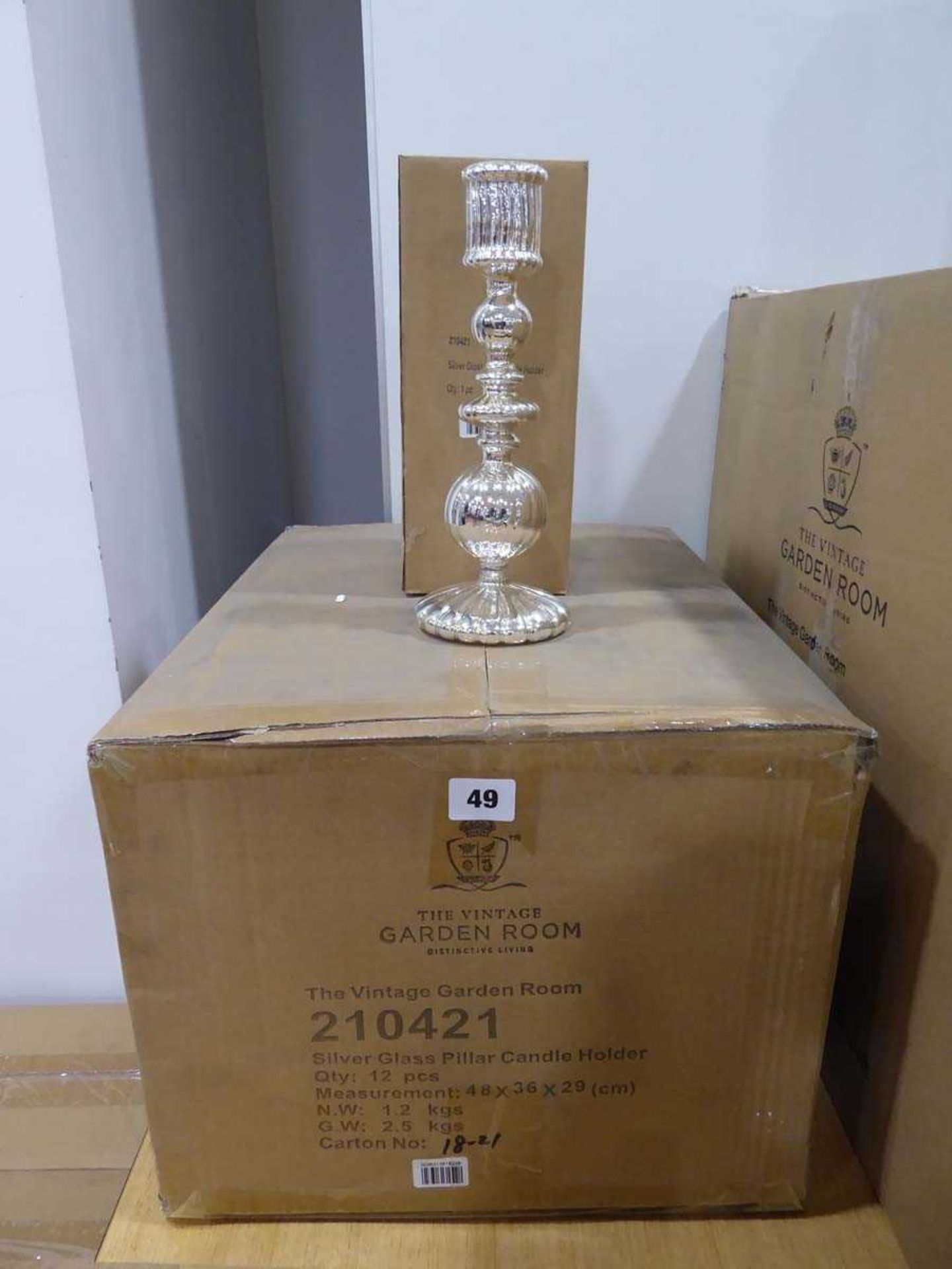 +VAT Box of silver pillar candle holders