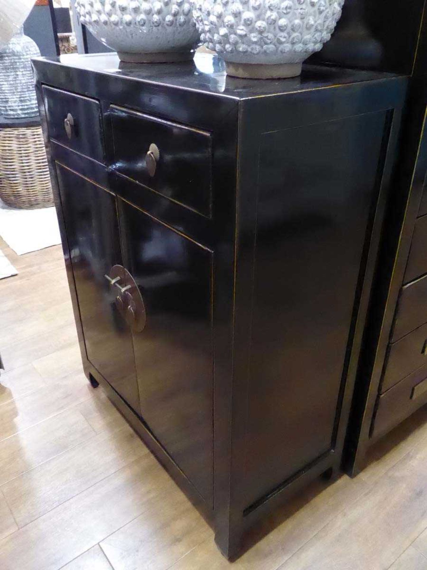 +VAT Tsang faux oriental black lacquered cabinet with 2 doors and 2 drawers - Image 2 of 4