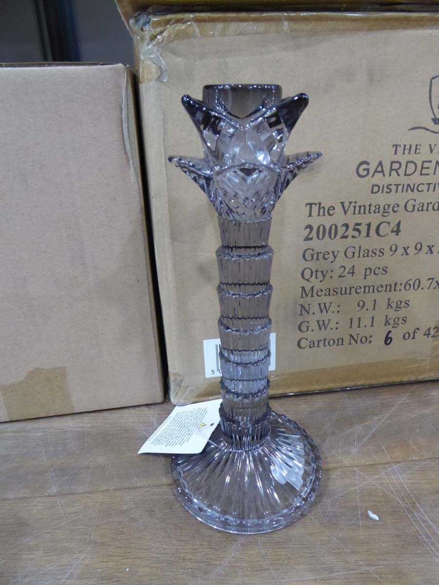 +VAT Approx. 60 grey glass candle sticks - Image 2 of 3