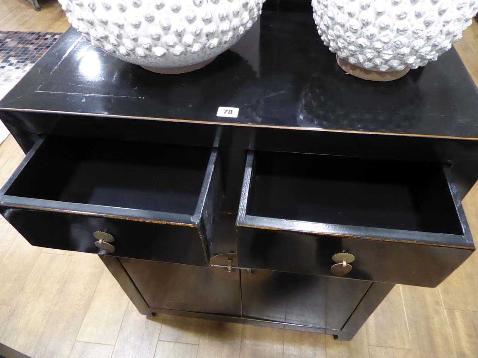 +VAT Tsang faux oriental black lacquered cabinet with 2 doors and 2 drawers - Image 3 of 4