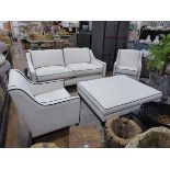 +VAT White and black lined contemporary 4-piece lounge suite