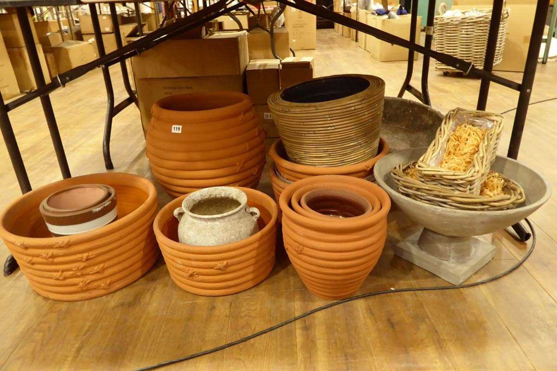+VAT Selection of garden planters and wicker work containers
