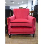 +VAT Red faux velvet lounge armchair