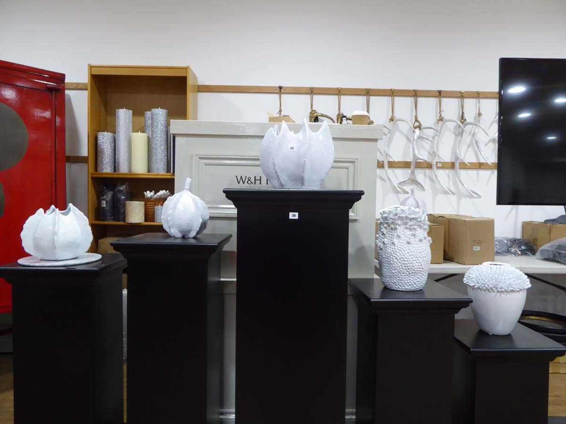 +VAT 5 white ceramic vases and sculptures