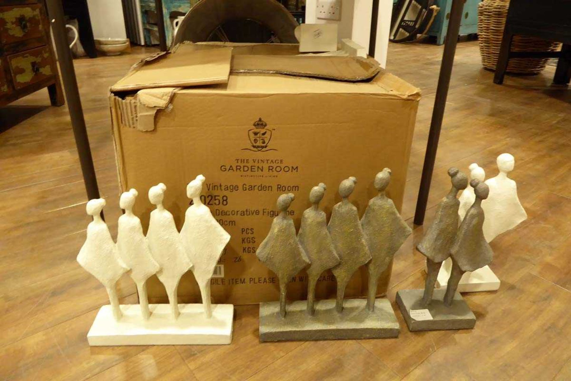 +VAT 3 large boxes of decorative white and grey figures